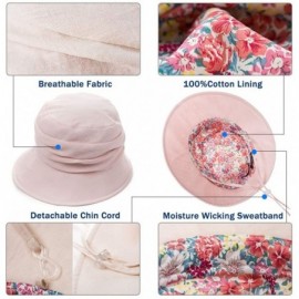 Sun Hats Packable Sun Bucket Hats for Women with String Beach SPF Protection Bonnie Gardening 55-59cm - Gray_69027 - CC18OTS2...