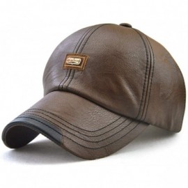 Baseball Caps Vintage PU Leather Hats for Men Adjustable Baseball Cap Dad Hat - 12966 Light Coffee - CF18ZIIW0U6 $10.17