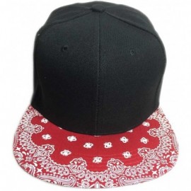 Baseball Caps Classic Paisley Bandana Print Flat Bill Cap Hat Snapback - Black Red - C71292TLHQ7 $13.26