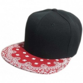 Baseball Caps Classic Paisley Bandana Print Flat Bill Cap Hat Snapback - Black Red - C71292TLHQ7 $13.26