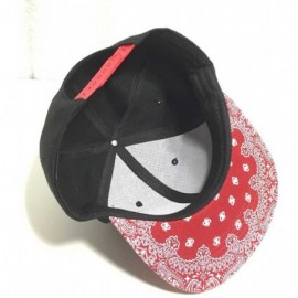 Baseball Caps Classic Paisley Bandana Print Flat Bill Cap Hat Snapback - Black Red - C71292TLHQ7 $13.26