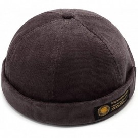 Skullies & Beanies Men Hats Docker Cap Hats Beanie Sailor Cap Worker Hat Rolled Cuff Retro Brimless Hat with Adjustable - CS1...