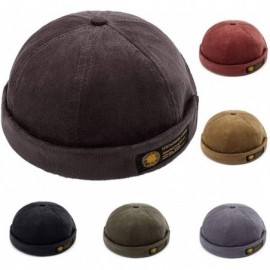 Skullies & Beanies Men Hats Docker Cap Hats Beanie Sailor Cap Worker Hat Rolled Cuff Retro Brimless Hat with Adjustable - CS1...