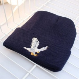 Skullies & Beanies Men's Winter ski Cap Knitting Skull hat - Eagle Navy - CV187T7YR6O $14.84