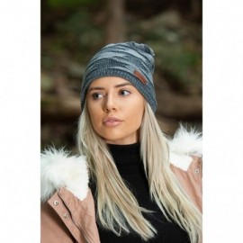 Skullies & Beanies Super Warm Slouchy Fleeced Long Beanie Warm Fur Lined Winter Knit Hat Thick Skull Cap - C618GL5HZTN $9.40