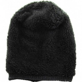 Skullies & Beanies Super Warm Slouchy Fleeced Long Beanie Warm Fur Lined Winter Knit Hat Thick Skull Cap - C618GL5HZTN $9.40