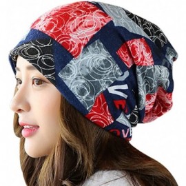 Skullies & Beanies Women Slouchy Long Beanie Knit Caps Scarf Hip-hop Ski Skull Knit Hat - Navy Blue - C1185RLZEIL $9.76