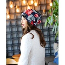 Skullies & Beanies Women Slouchy Long Beanie Knit Caps Scarf Hip-hop Ski Skull Knit Hat - Navy Blue - C1185RLZEIL $9.76