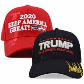 Skullies & Beanies Donald Trump 2020 Keep America Great Cap Adjustable Baseball Hat with USA Flag [2/3 Pack] - 2 Pack - 1.red...