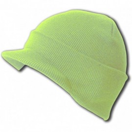 Skullies & Beanies Knit Cuff Beanie Visor - Winter Wear/Sports - Lime Melon Green - C2112QCHPNR $20.83