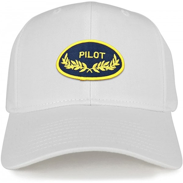 Baseball Caps Pilot Oak Leaf Oval Embroidered Patch Snapback Baseball Cap - White - C81804N702G $12.85