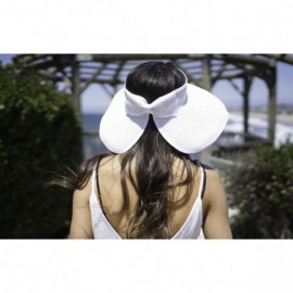 Sun Hats Women's Sun Protective Foldable Travel Straw Visor Hat - White - C618E3AS28Q $12.20