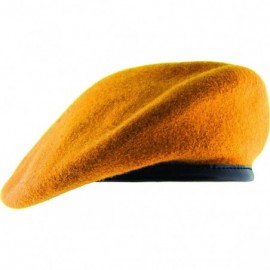 Berets Unlined Beret with Leather Sweatband - Gold - CY11WV9VVBR $15.13