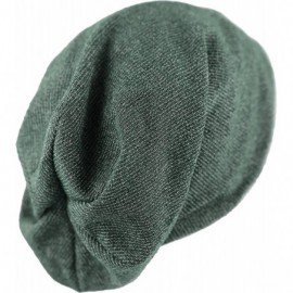 Skullies & Beanies Unisex Heather Tweed/Solid Fleece Lined Slouchy Long Beanie Warm Hat - Green - C112LWW3X1T $12.81