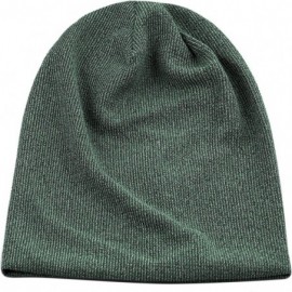 Skullies & Beanies Unisex Heather Tweed/Solid Fleece Lined Slouchy Long Beanie Warm Hat - Green - C112LWW3X1T $12.81