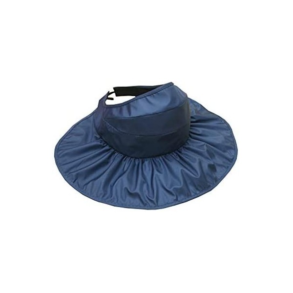 Sun Hats Adjustable Summer Beach Sun Visor Foldable Roll up Wide Brim Hat Cap for Girls or Lady XMZ11 - Deep Blue - C7121W620...