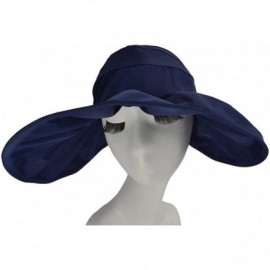 Sun Hats Adjustable Summer Beach Sun Visor Foldable Roll up Wide Brim Hat Cap for Girls or Lady XMZ11 - Deep Blue - C7121W620...