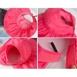Sun Hats Adjustable Summer Beach Sun Visor Foldable Roll up Wide Brim Hat Cap for Girls or Lady XMZ11 - Deep Blue - C7121W620...