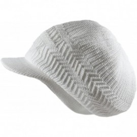 Skullies & Beanies Knitted Cotton Rasta Slouchy Beanie Visor - White - CJ183ZT7H5K $24.42