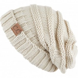 Skullies & Beanies Hatsandscarf Exclusives Unisex Beanie Oversized Slouchy Cable Knit Beanie (HAT-100) - Beige Solid - CT18I6...