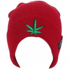 Skullies & Beanies Women's Green Leaves Winter Wool Cap Hip hop Knitting Skull hat - Red Wine - CA188U8S4YX $20.92