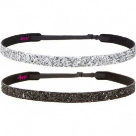 Headbands Girl's Adjustable Non Slip Skinny Bling Glitter Headband Multi Pack - Black & Silver - C311OI8U5PH $15.51