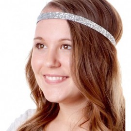 Headbands Girl's Adjustable Non Slip Skinny Bling Glitter Headband Multi Pack - Black & Silver - C311OI8U5PH $15.51