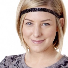 Headbands Girl's Adjustable Non Slip Skinny Bling Glitter Headband Multi Pack - Black & Silver - C311OI8U5PH $15.51