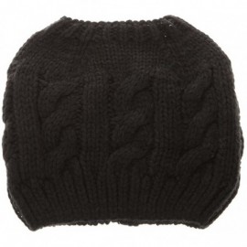 Skullies & Beanies Women Crochet Ponytail Messy High Bun Beanie Winter Hat Slouchy Cable Knit Twist - Black - C3188I8YWA7 $10.18