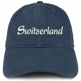 Baseball Caps Switzerland Text Embroidered Unstructured Cotton Dad Hat - Navy - CR18K6SS0W8 $17.30