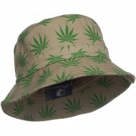 Bucket Hats Fashion Bucket Hat Cap Headwear - Many Prints - Marijuana Khaki Green - CM11X55GIG9 $13.08