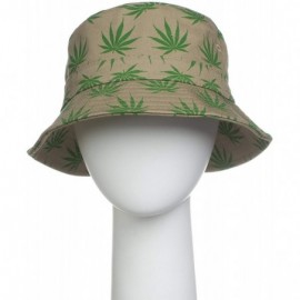 Bucket Hats Fashion Bucket Hat Cap Headwear - Many Prints - Marijuana Khaki Green - CM11X55GIG9 $13.08
