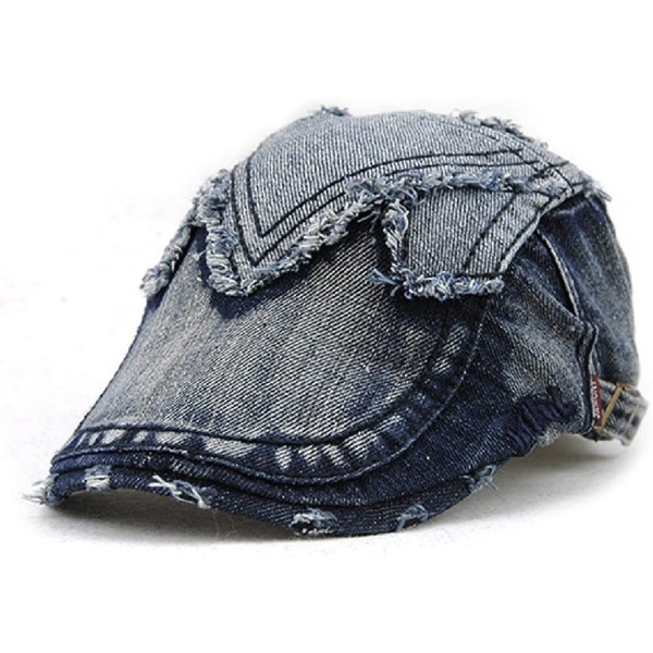 Newsboy Caps Unisex Spring Fashion Denim Patchwork Flat Visor Newsboy Beret Cap Hat - Color E - CO18DAQRNGG $17.03