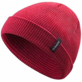 Skullies & Beanies Cuffed Beanie Hat Warm Headwear Daily Knit Hat Sports Skull Cap - Red - CF18A6XG3TK $7.43