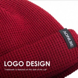 Skullies & Beanies Cuffed Beanie Hat Warm Headwear Daily Knit Hat Sports Skull Cap - Red - CF18A6XG3TK $7.43