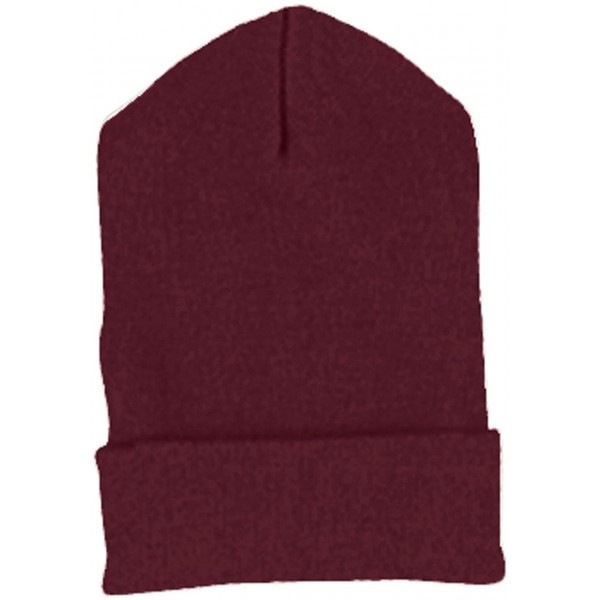 Skullies & Beanies Heavy Weight Cuffed Knit Cap - Maroon - C918CKMAT4C $9.99