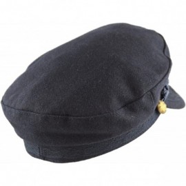 Newsboy Caps Winter Unisex Wool & Faux Leather Greek Fisherman Sailor Fiddler Driver Hat Flat Cap - Navy - CW126Z3XIX3 $14.75