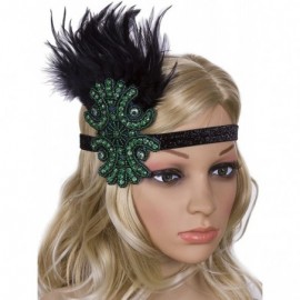 Headbands Feather Headpiece 1920s Vintage Headband Fascinator Flapper Deco - Green - C31884L0K4M $11.53
