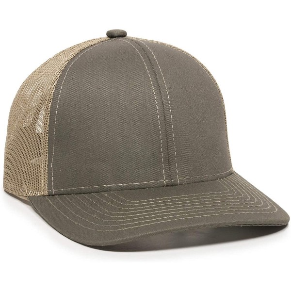 Baseball Caps Structured mesh Back Trucker Cap - Olive/Tan - C8182WL6ZNL $14.37