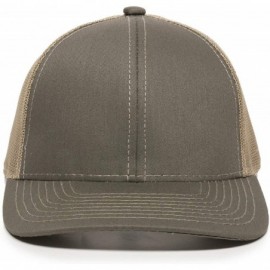 Baseball Caps Structured mesh Back Trucker Cap - Olive/Tan - C8182WL6ZNL $14.37