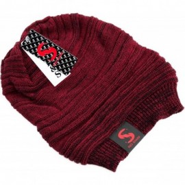 Skullies & Beanies Unisex Adult Winter Warm Slouch Beanie Long Baggy Skull Cap Stretchy Knit Hat Oversized - Claret - CW1291E...