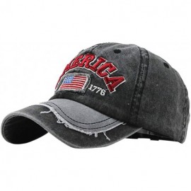 Baseball Caps Outdoor Baseball American Embroidered Patriotic - Black - CY18SZN674E $13.10