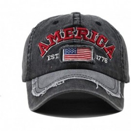Baseball Caps Outdoor Baseball American Embroidered Patriotic - Black - CY18SZN674E $13.10