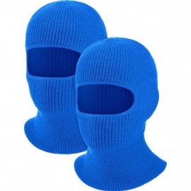 Balaclavas 2 Pieces 1-Hole Ski Mask Knitted Face Cover Winter Balaclava Full Face Mask for Winter Outdoor Sports - Blue - CS1...