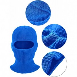 Balaclavas 2 Pieces 1-Hole Ski Mask Knitted Face Cover Winter Balaclava Full Face Mask for Winter Outdoor Sports - Blue - CS1...