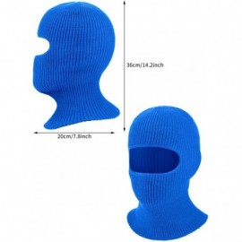 Balaclavas 2 Pieces 1-Hole Ski Mask Knitted Face Cover Winter Balaclava Full Face Mask for Winter Outdoor Sports - Blue - CS1...