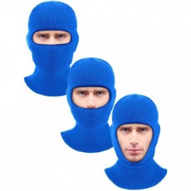 Balaclavas 2 Pieces 1-Hole Ski Mask Knitted Face Cover Winter Balaclava Full Face Mask for Winter Outdoor Sports - Blue - CS1...