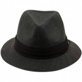 Fedoras Mens Summer Fedora Cuban Style Short Brim Hat - F2688black - CR18QGGW63A $28.75