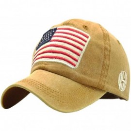 Baseball Caps Unisex Baseball Caps-Flag Embroidery Washed Cotton Hat for Women Men-55-60cm - Yellow - C618Y5D5EE2 $29.55