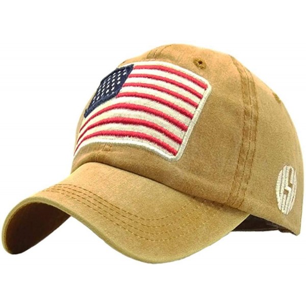 Baseball Caps Unisex Baseball Caps-Flag Embroidery Washed Cotton Hat for Women Men-55-60cm - Yellow - C618Y5D5EE2 $15.76